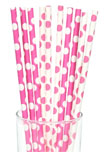 Pink and white polka dot paper straws