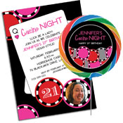 Pink poker chips invitations and favors