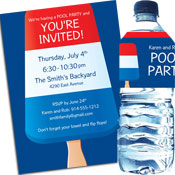 Patriotic popsicle theme invitation and favors