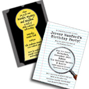 Mystery Theme Invitations and Favors