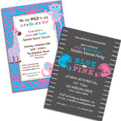 See all gender reveal theme invitations and favors
