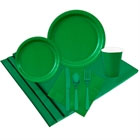 Green paper goods and party supplies