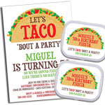 Taco Party Theme Invitations and Favors