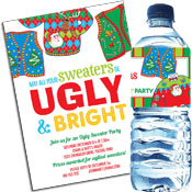Ugly Sweater theme Christmas invitations and favors