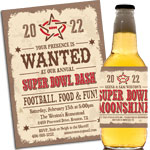 Western theme Super Bowl invitations and favors