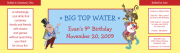 Circus theme water bottle label