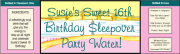 Personalized Sleepover Theme Water Bottle Label