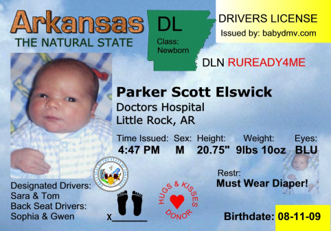 Arkansas Driver's License Birth Announcements