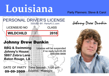 Personalized Driver&#39;s License Invitations and Birth Announcements