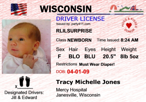 free driver license birth announcement template