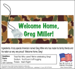 Welcome Home Soldier, military theme candy bar wrapper