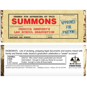 Graduation Law School Subpoena Theme Candy Bar