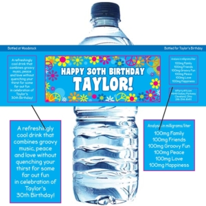 Hippie Retro Water Bottle Label