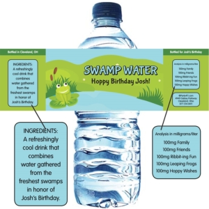 Frog Theme Water Bottle Label