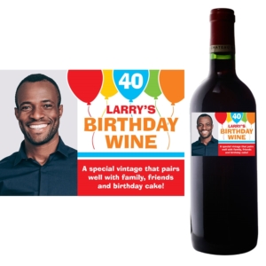 Birthday Balloons Bottle Label, Wine Champagne