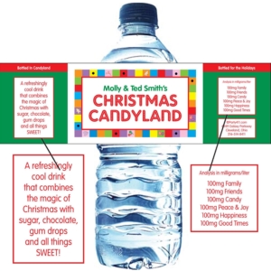 Christmas Candyland Water Bottle Label