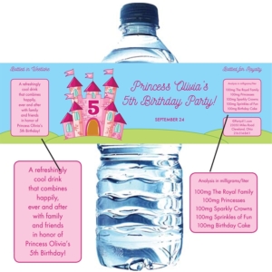Birthday Castle Theme Water Bottle Label