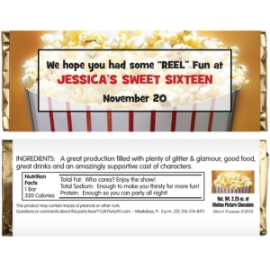 Hollywood Popcorn Theme Candy Bar Wrapper
