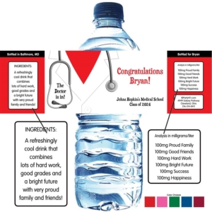 Graduation Doctor's Coat Theme Water Bottle Label