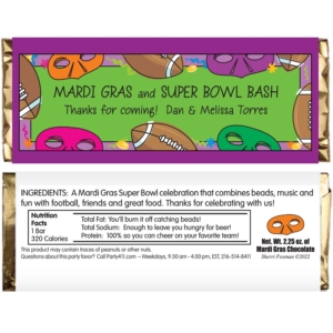 Mardi Gras Super Bowl Theme Candy Bar Wrapper