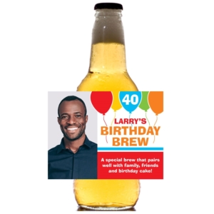 Birthday Balloons Bottle Label, Beer