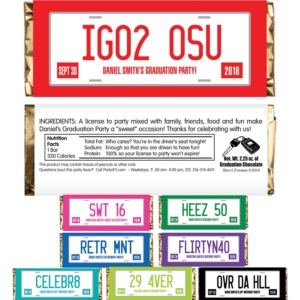 Graduation License Plate Theme Candy Bar Wrapper
