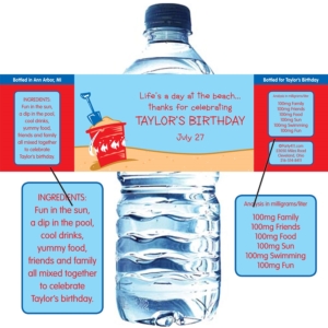 Beach Party Water Bottle Label
