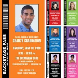 Backstage Pass Invitation, Graduation Photo