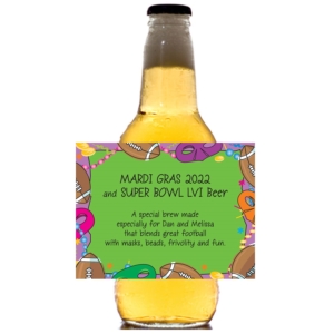 Mardi Gras Super Bowl Theme Beer Bottle Label