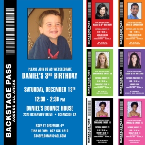 Backstage Pass Invitation, Kid's Photo
