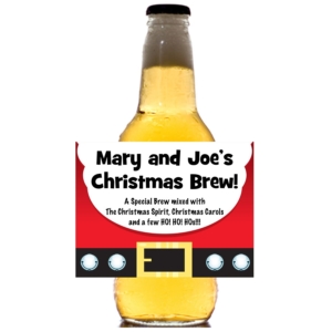 Christmas Santa Suit Theme Beer Bottle Label