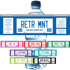 Retirement License Plate Water Bottle Label