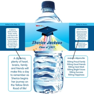 Graduation Land of Oz Water Bottle Label
