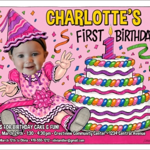First Birthday Semi Custom Caricature