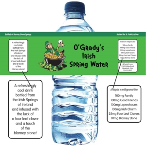 St. Patrick's Day Leprechauns Theme Water Bottle Label