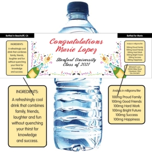 Graduation Champagne Theme Water Bottle Label