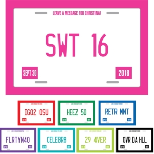 Sweet 16 License Plate Sign In Board