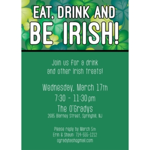 St. Patrick's Day Green Shamrocks Invitation