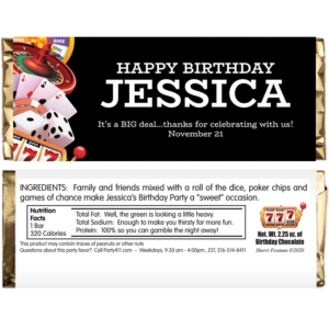 Casino Games Theme Candy Bar Wrapper