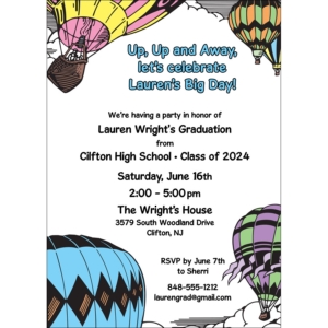 Graduation Up Up and Away Invitation