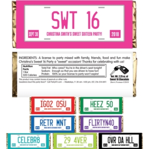 Sweet 16 License Plate Theme Candy Bar Wrapper