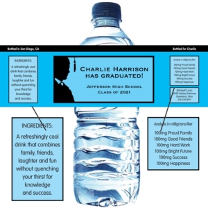 Graduation For Him Theme Water Bottle Label