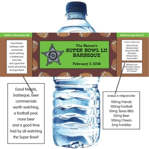 Football Texas Style Water Bottle Label