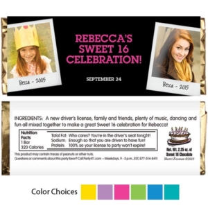 Sweet 16 Polaroid Photo Theme Candy Bar Wrapper