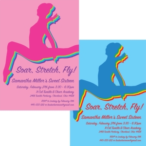 Colorful Gymnastics Theme Invitation