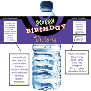 Birthday Swirl Custom Water Bottle Label
