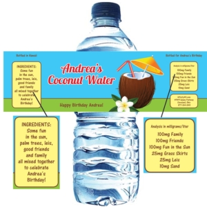 Luau Tropical Drink Party Water Bottle Label