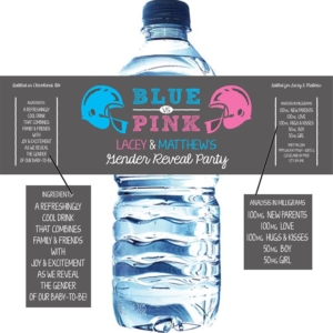 Football Theme Gender Reveal Water Bottle Label