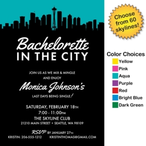 Pick Your Skyline Bachelorette Party Invitation