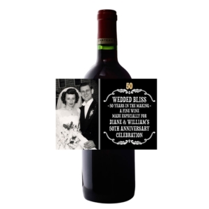 50th Anniversary Vintage Photo Wine Bottle Label